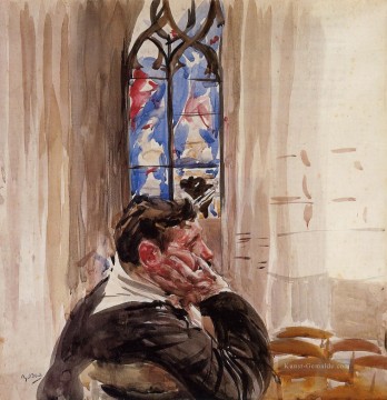 Porträt eines Mannes in der Kirche genre Giovanni Boldini Ölgemälde